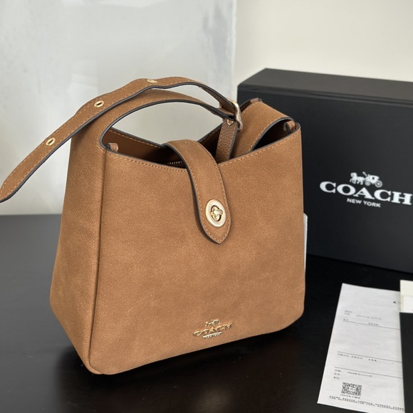 Coach Hadley Convertible Crossbody Bag Suede Brown CW004 - Picture 3 of 6